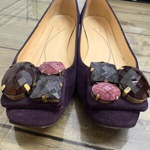 Kate Spade Dark Purple Embellished Flats